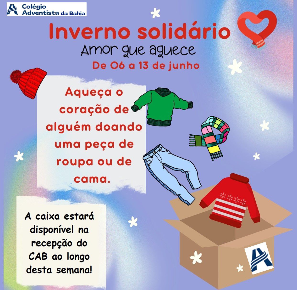 Colégio Adventista da Bahia incentiva solidariedade com projeto de doações